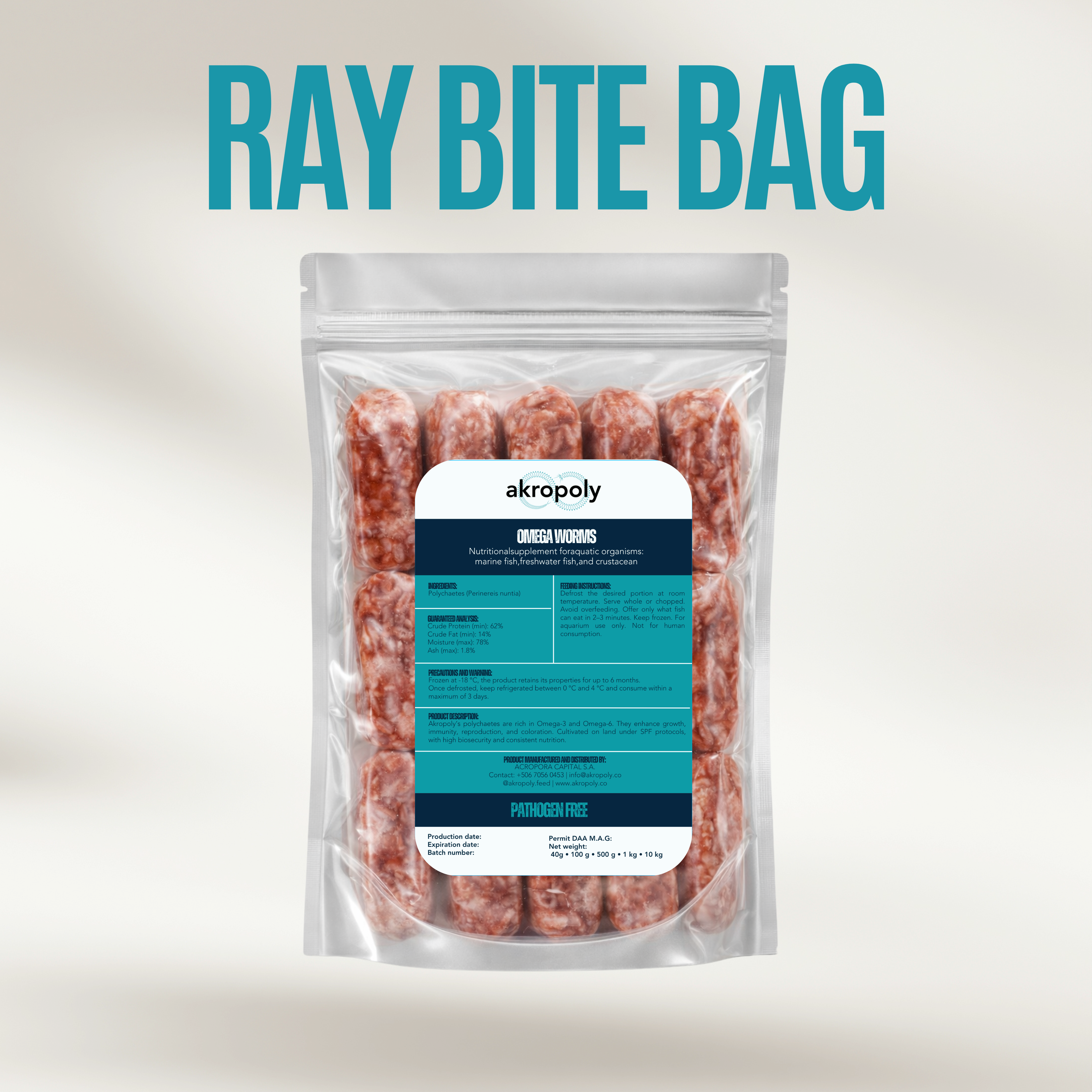Ray Bites – Frozen Polychaetes (500 g) – Akropoly